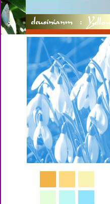 screenshot of titlebar of old website, snowdrops in monochrome