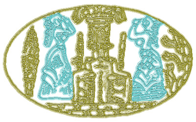 Female attendants depicted on a Mycenaean gold ring