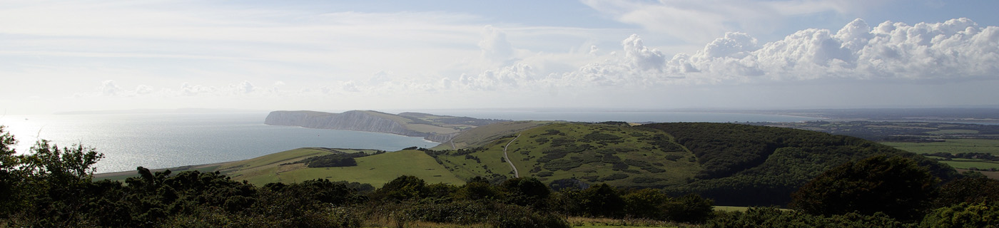 view of distant headland and sea, isle of Wight